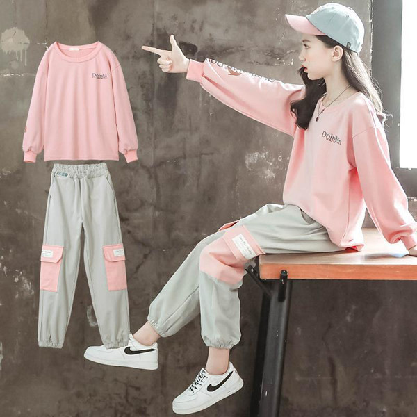 Set larg de dama cu buzunare in doua culori