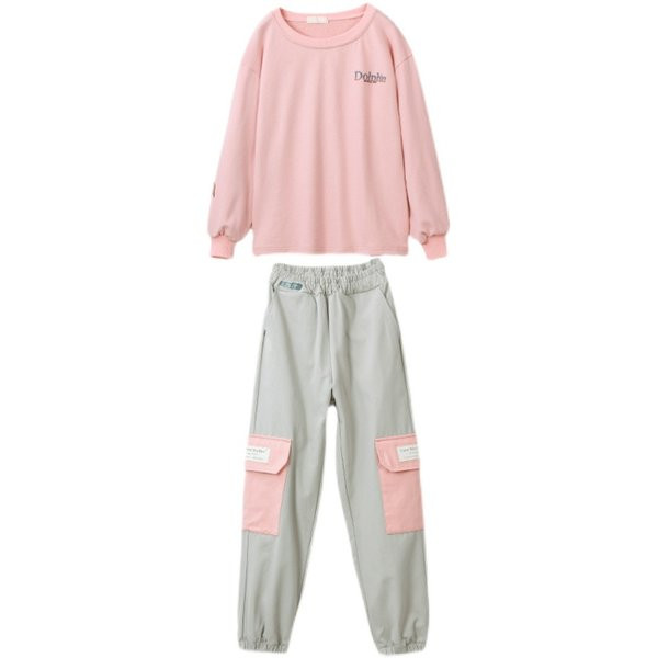 Set larg de dama cu buzunare in doua culori