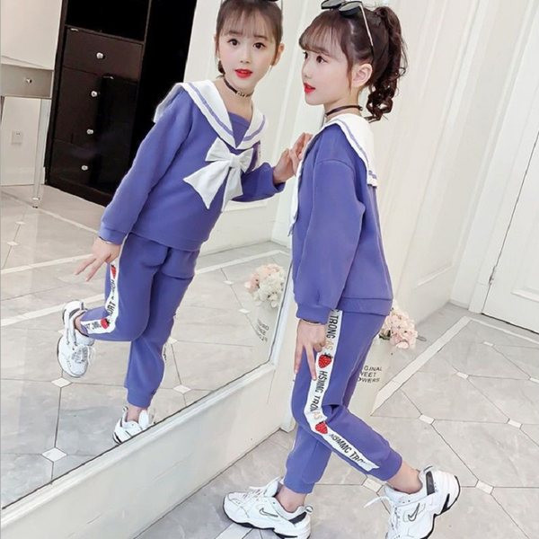 Set copii cu panglica pe bluza si pantaloni cu margine