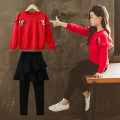 Set bluza pentru copii model nou cu bucle si fusta-pantaloni