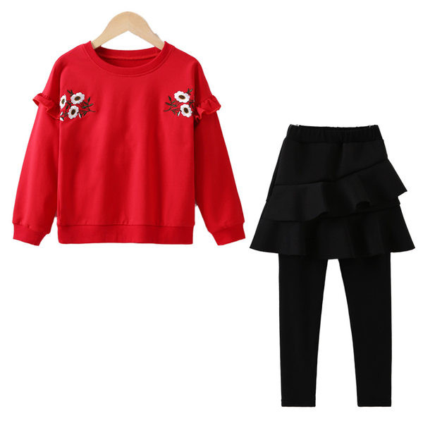 Set bluza pentru copii model nou cu bucle si fusta-pantaloni