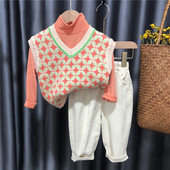 Set de pantaloni și vestă tricotată pentru copii - trei părți