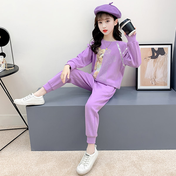 Set de bluza pentru copii toamna-iarna cu aplicatie si pantaloni