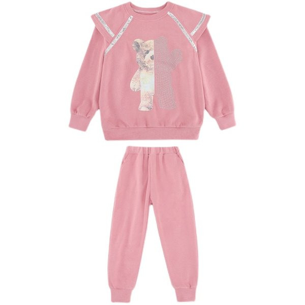 Set de bluza pentru copii toamna-iarna cu aplicatie si pantaloni