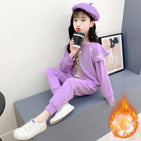 Set de bluza pentru copii toamna-iarna cu aplicatie si pantaloni