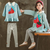 Set copii din jambiere din două părți și tunică cu aplicație