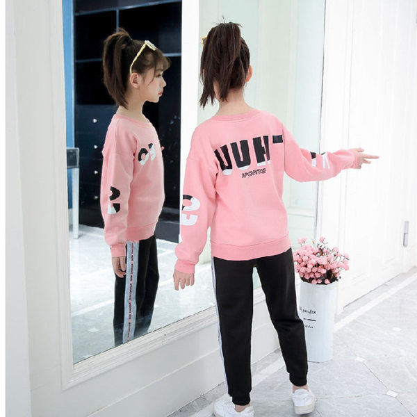 Set sport pentru copii din două părți pentru fete cu inscripție