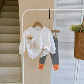 Set pentru copii de bluză din două piese cu element 3D și jambiere pentru fete