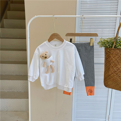 Set pentru copii de bluză din două piese cu element 3D și jambiere pentru fete