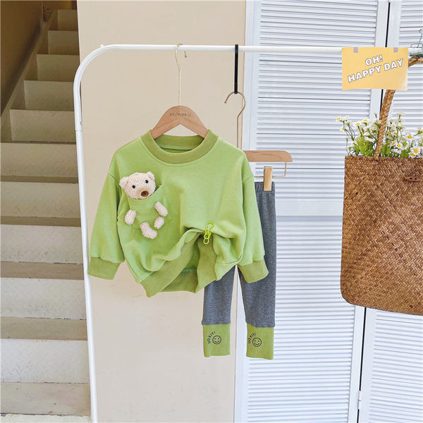 Set pentru copii de bluză din două piese cu element 3D și jambiere pentru fete