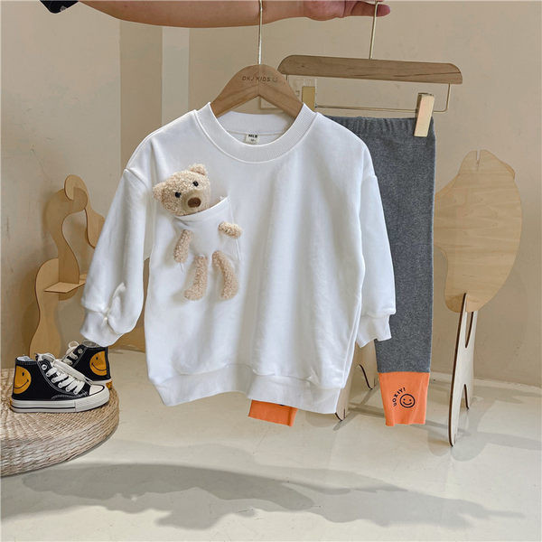 Set pentru copii de bluză din două piese cu element 3D și jambiere pentru fete