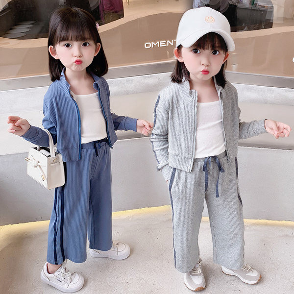 Set copii de toamna pentru fete in doua parti - top cu fermoar si fund lat