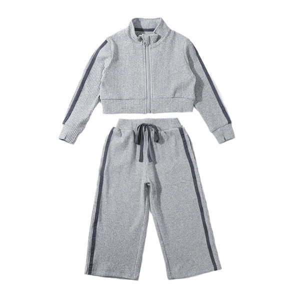 Set copii de toamna pentru fete in doua parti - top cu fermoar si fund lat