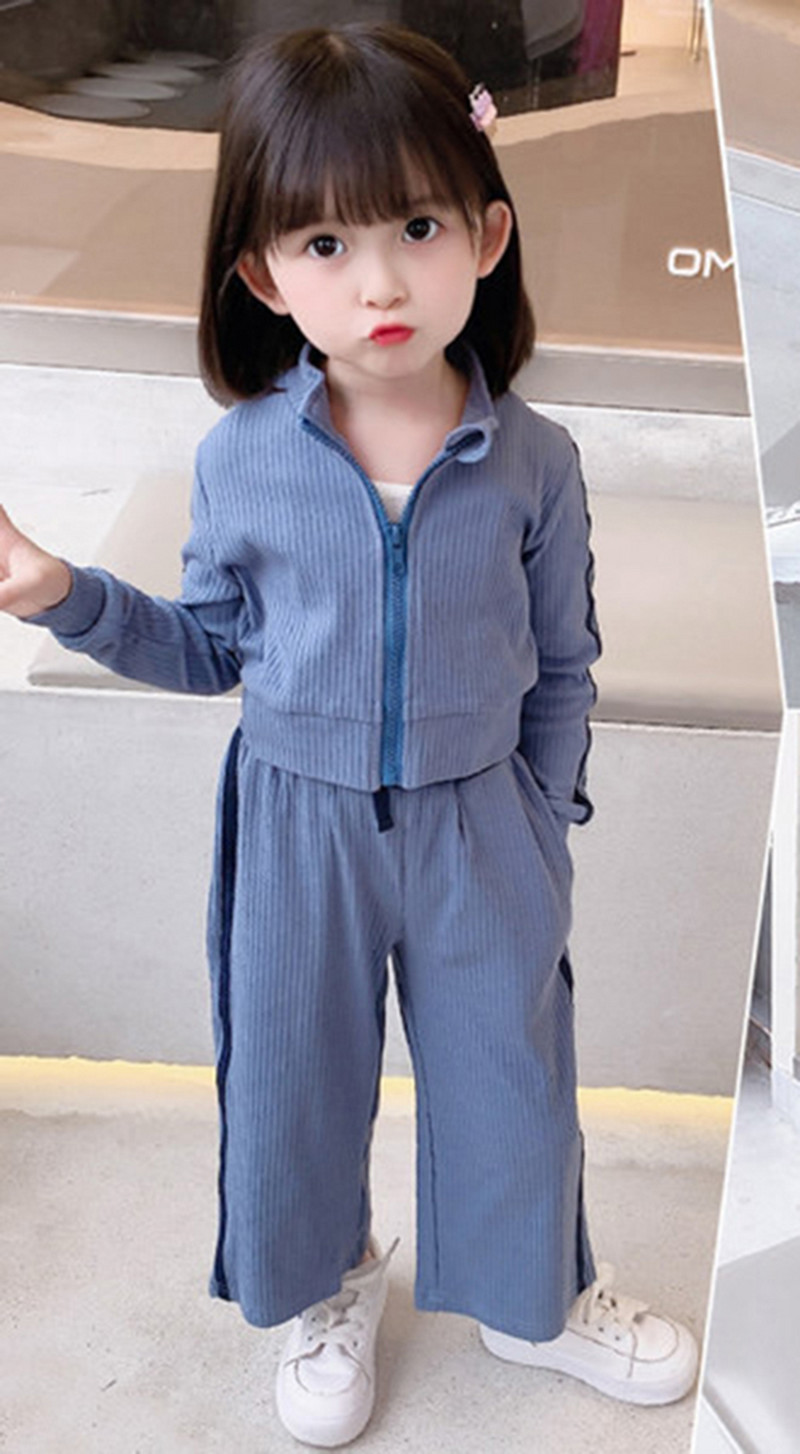 Set copii de toamna pentru fete in doua parti - top cu fermoar si fund lat