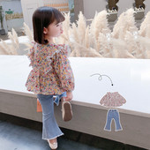 Set modern pentru copii de cămașă florală și blugi