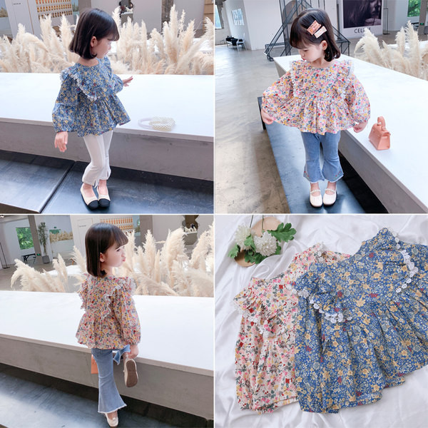 Set modern pentru copii de cămașă florală și blugi