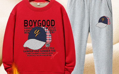 Set captusit copii pentru baieti in doua parti cu aplicare de culoare