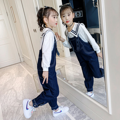 Set copii pentru fete in doua parti - salopeta si bluza