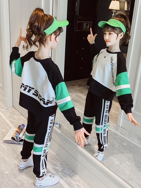 Set copii pentru fete bluza din doua piese cu decolteu rotund si pantaloni