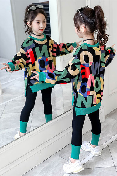 Set pentru fete - bluză lungă și jambiere