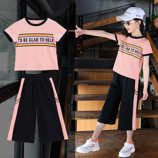 Dječji komplet T-shirt i široke hlače 7/8 za djevojčice