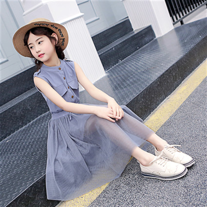 Set copii pentru fete din fusta din doua parti si maiou