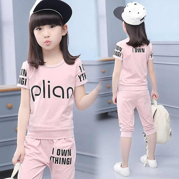 Set de vara copii tricou si pantaloni 3/4 cu imprimeu pentru fete