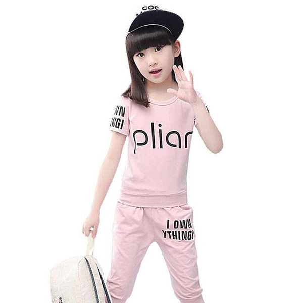 Set de vara copii tricou si pantaloni 3/4 cu imprimeu pentru fete