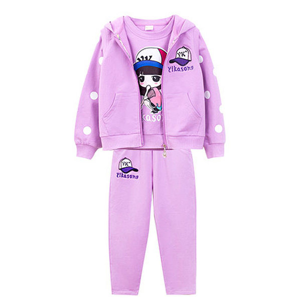 Set pentru fete în trei părți - roz și violet