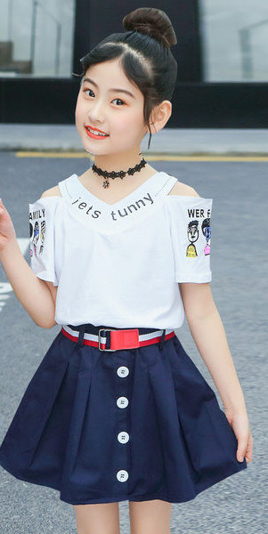 Set de vara pentru copii pentru fete in alb, galben si rosu