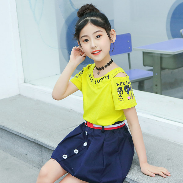 Set de vara pentru copii pentru fete in alb, galben si rosu