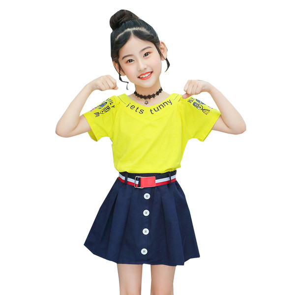 Set de vara pentru copii pentru fete in alb, galben si rosu