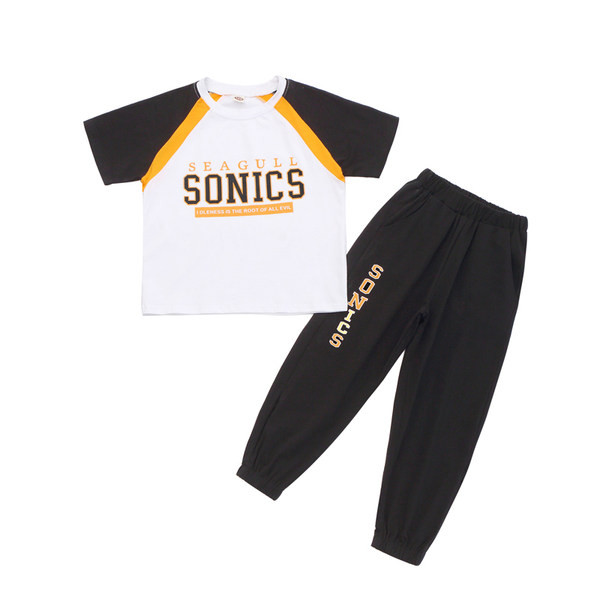 Μοντέρνο σετ μπλουζάκι με κοντό μανίκι και παντελόνι για κορίτσια