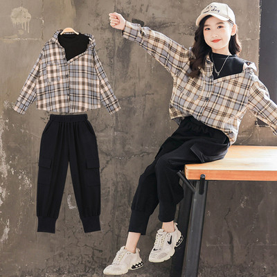 Σετ για κορίτσια σε δύο μέρη - αθλητικό παντελόνι και πουκάμισο