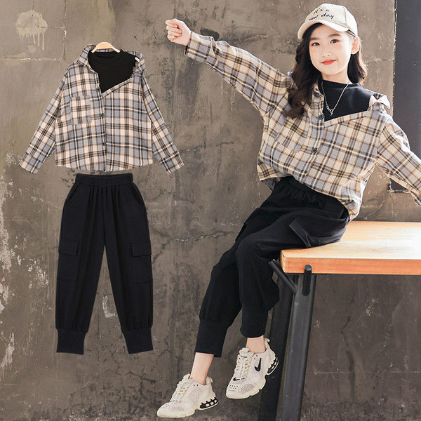 Σετ για κορίτσια σε δύο μέρη - αθλητικό παντελόνι και πουκάμισο