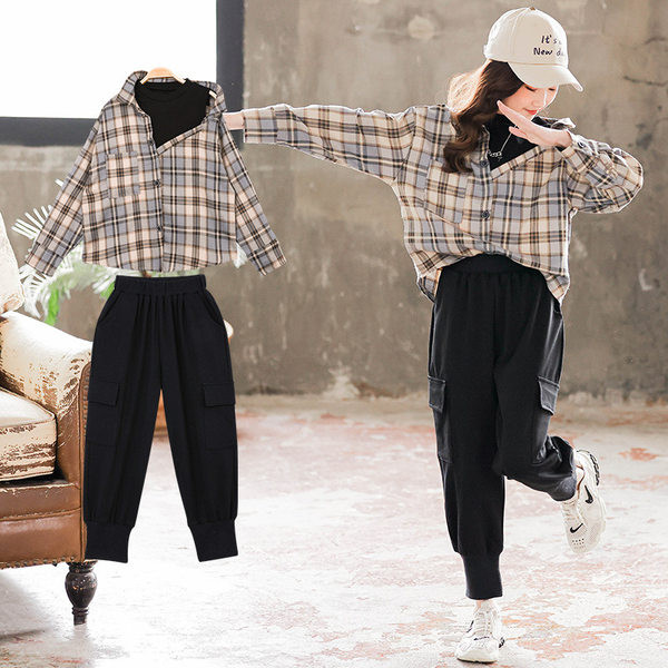 Σετ για κορίτσια σε δύο μέρη - αθλητικό παντελόνι και πουκάμισο