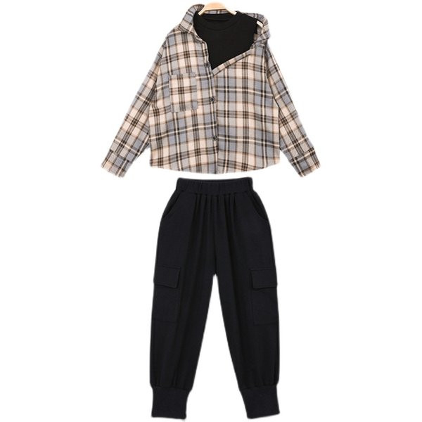 Σετ για κορίτσια σε δύο μέρη - αθλητικό παντελόνι και πουκάμισο