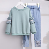 Casual παιδικό σετ μπλούζα με μακριά μανίκια και τζιν