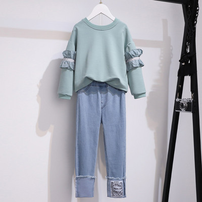 Casual παιδικό σετ μπλούζα με μακριά μανίκια και τζιν