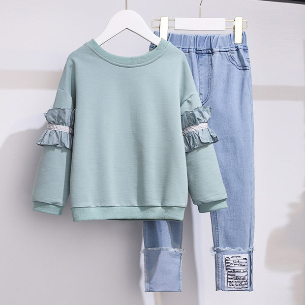 Casual παιδικό σετ μπλούζα με μακριά μανίκια και τζιν