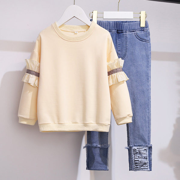 Casual παιδικό σετ μπλούζα με μακριά μανίκια και τζιν