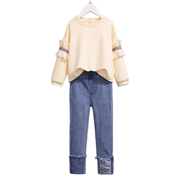 Casual παιδικό σετ μπλούζα με μακριά μανίκια και τζιν