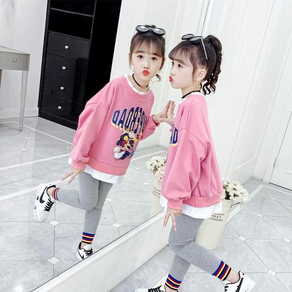 Καθημερινό παιδικό σετ για κορίτσια σε ροζ, κόκκινο και κίτρινο χρώμα