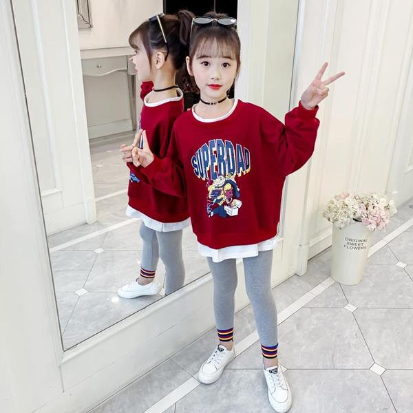 Καθημερινό παιδικό σετ για κορίτσια σε ροζ, κόκκινο και κίτρινο χρώμα