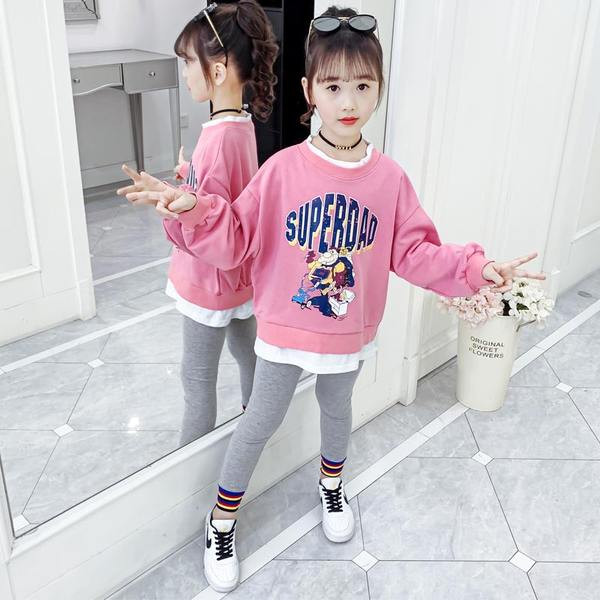 Καθημερινό παιδικό σετ για κορίτσια σε ροζ, κόκκινο και κίτρινο χρώμα