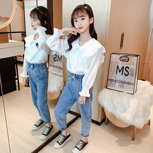 Μοντέρνο παιδικό σετ πουκάμισο και τζιν