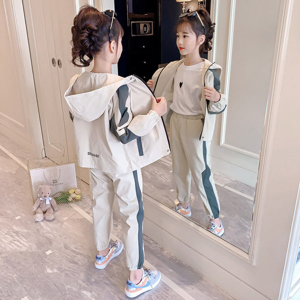 Καθημερινό παιδικό σετ για κορίτσια σε μπεζ χρώμα