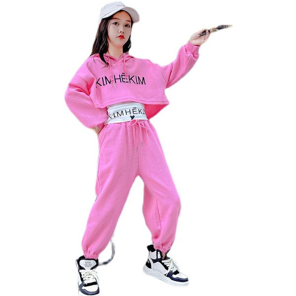 Set zilnic pentru fete din trei părți - pantaloni, hanorac lat și maiou