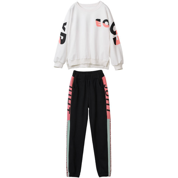 Αθλητικό και καθημερινό παιδικό σετ για κορίτσια - μπλούζα και παντελόνι