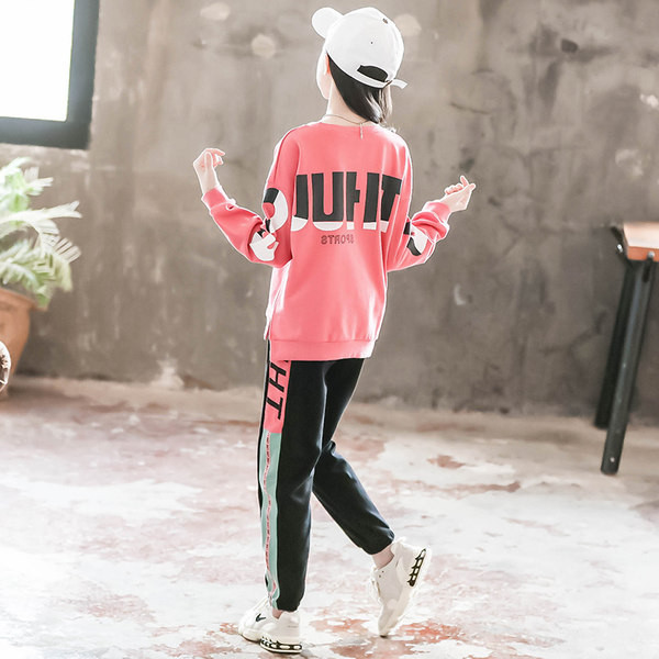 Αθλητικό και καθημερινό παιδικό σετ για κορίτσια - μπλούζα και παντελόνι